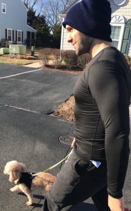 me walking the dog in my winterized compression shirt me walking the dog in my winterized compression shirt